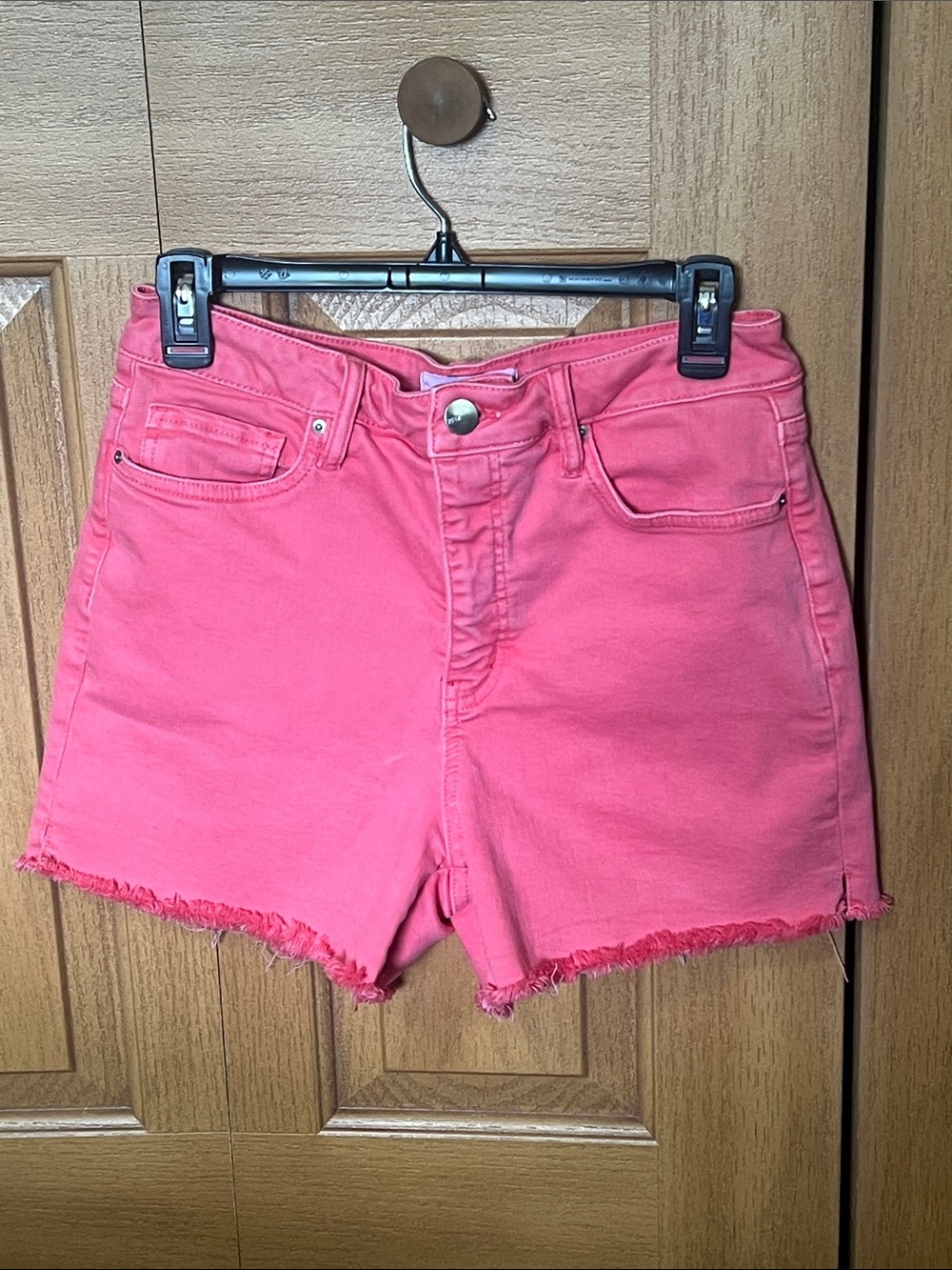 High-Rise Pink Denim Cutoff Shorts